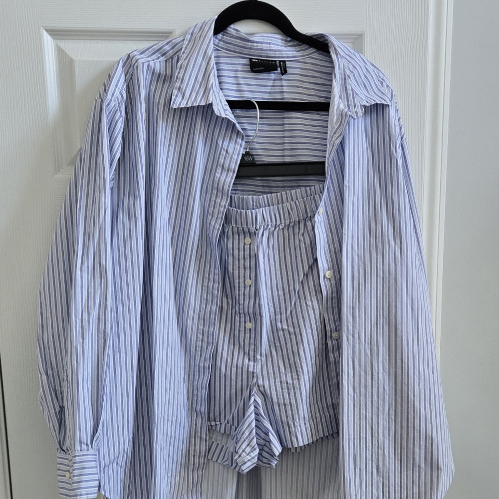 ASOS Light Blue & White Vertical Stripe Button-Down Shirt